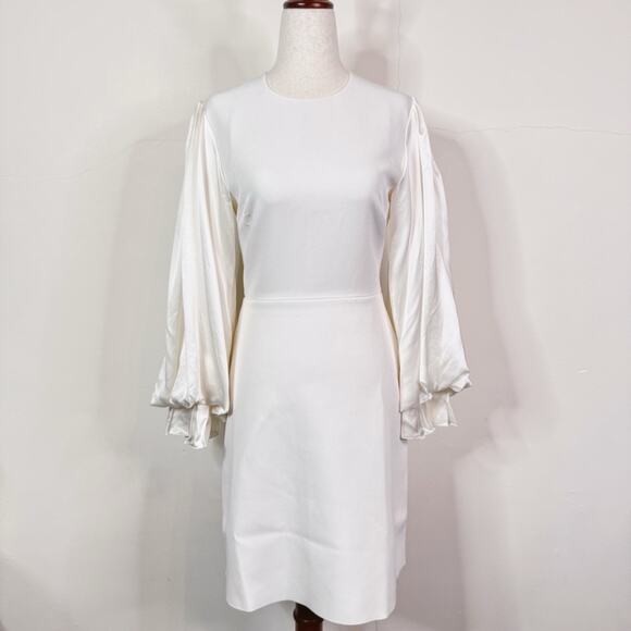 Roksanda White Statement Balloon Sleeve Dress Size 2 NWT Elegant Minimalist - Picture 1 of 15